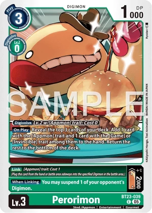 (039) Digimon TCG Hackers' Slumber Single: Perorimon (BT23-039)  Common