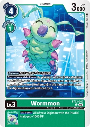(040) Digimon TCG Hackers' Slumber Single: Wormmon (BT23-040)  Common