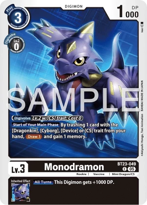 (049) Digimon TCG Hackers' Slumber Single: Monodramon (BT23-049)  Common