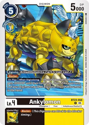 (050) Digimon TCG Hackers' Slumber Single: Ankylomon (BT23-050)  Common