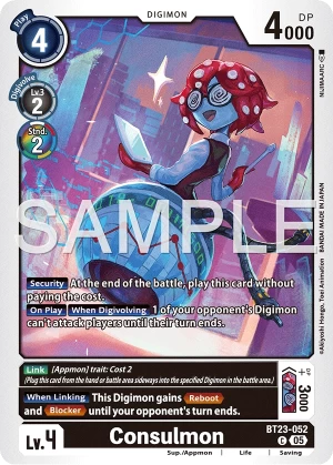 (052) Digimon TCG Hackers' Slumber Single: Consulmon (BT23-052)  Common