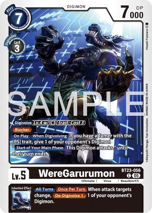 (056) Digimon TCG Hackers' Slumber Single: WereGarurumon (BT23-056)  Common
