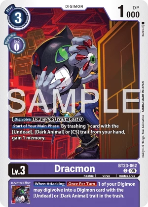 (062) Digimon TCG Hackers' Slumber Single: Dracomon (BT23-062)  Common