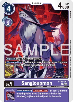(063) Digimon TCG Hackers' Slumber Single: Sangloupmon (BT23-063)  Common