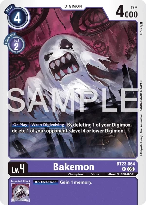 (064) Digimon TCG Hackers' Slumber Single: Bakemon (BT23-064)  Common
