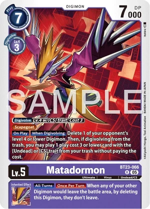 (066) Digimon TCG Hackers' Slumber Single: Matadormon (BT23-066)  Rare