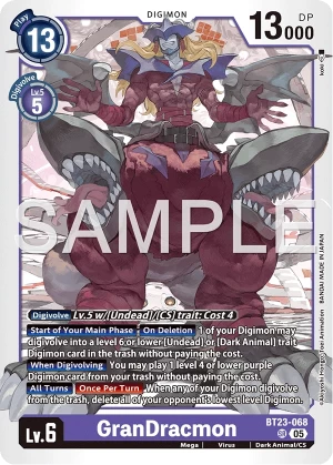 (068) Digimon TCG Hackers' Slumber Single: GranDracmon (BT23-068) (V.1)  Super Rare