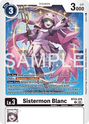 (076) Digimon TCG Hackers' Slumber Single: Sistermon Blanc (BT23-076)  Rare