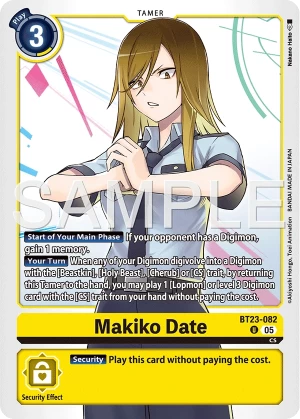 (082) Digimon TCG Hackers' Slumber Single: Makiko Date (BT23-082) (V.2)  Alternative Art