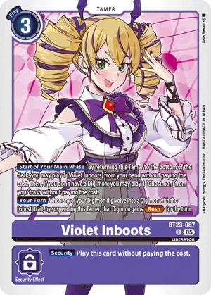 (087) Digimon TCG Hackers' Slumber Single: Violet Inboots (BT23-087)  Rare