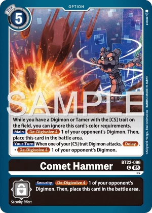 (096) Digimon TCG Hackers' Slumber Single: Comet Hammer (BT23-096)  Common