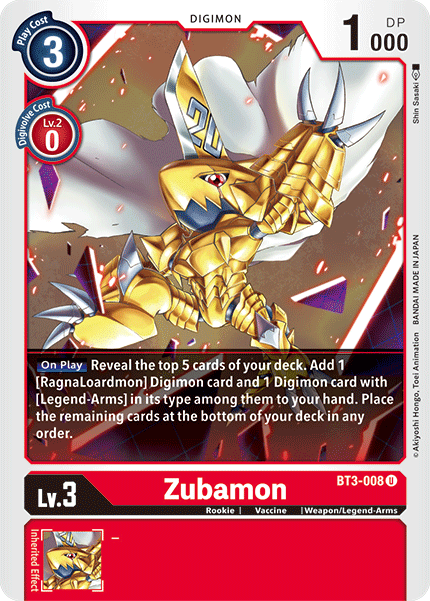 (BT3-008) Digimon TCG Release Special Booster v1.5 Single: Zubamon (BT3-008)  Uncommon