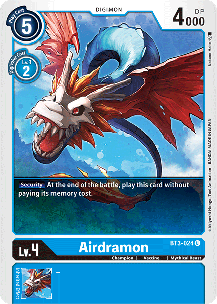 (BT3-024) Digimon TCG Release Special Booster v1.5 Single: Airdramon (BT3-024)  Uncommon