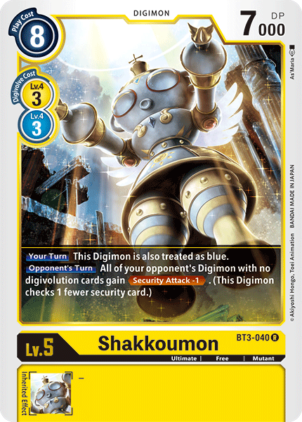 (BT3-040) Digimon TCG Release Special Booster v1.5 Single: Shakkoumon (BT3-040)  Rare