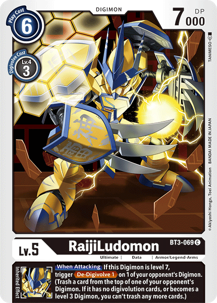 (BT3-069) Digimon TCG Release Special Booster v1.5 Single: RaijiLudomon (BT3-069)  Common