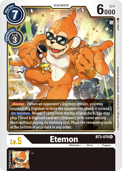 (BT3-070) Digimon TCG Release Special Booster v1.5 Single: Etemon (BT3-070)  Rare