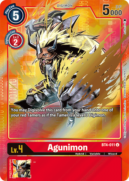 (011) Digimon TCG Great Legend Single: Agunimon (BT4-011) (V.2)  Alternative Art