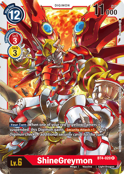 (020) Digimon TCG Great Legend Single: ShineGreymon (BT4-020)  Rare