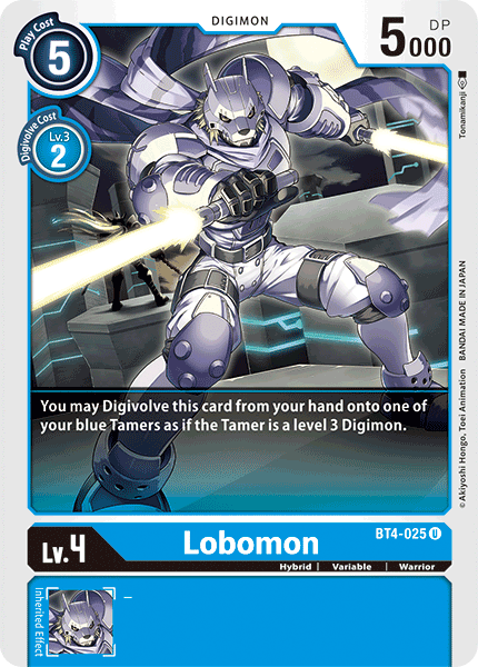 (025) Digimon TCG Great Legend Single: Lobomon (BT4-025) (V.1)  Uncommon