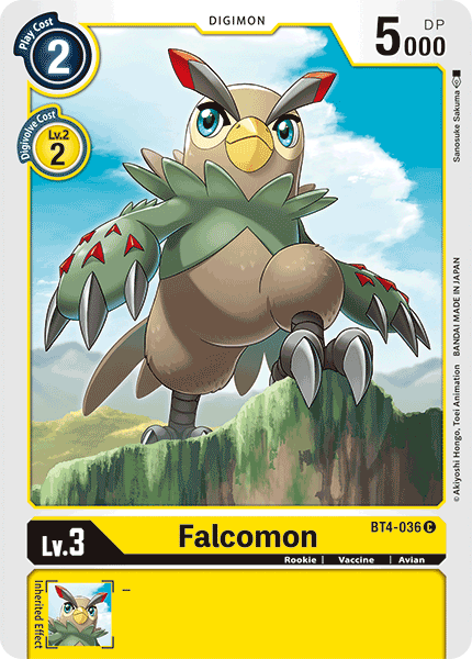(036) Digimon TCG Great Legend Single: Falcomon (BT4-036)  Common