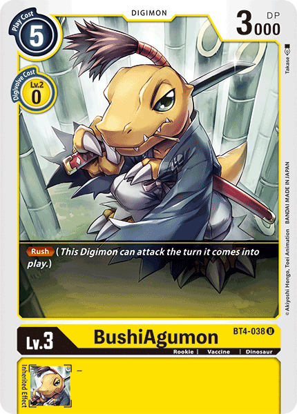 (038) Digimon TCG Great Legend Single: BushiAgumon (BT4-038)  Uncommon