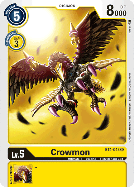 (043) Digimon TCG Great Legend Single: Crowmon (BT4-043)  Uncommon