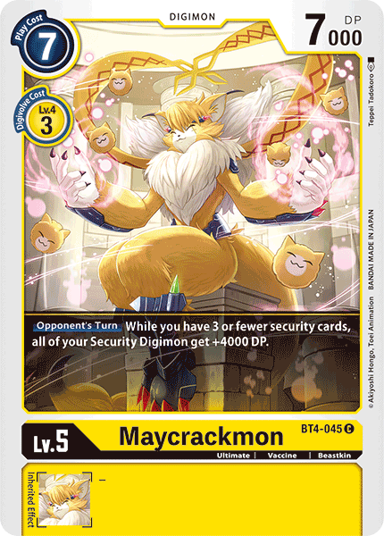 (045) Digimon TCG Great Legend Single: Maycrackmon (BT4-045)  Common
