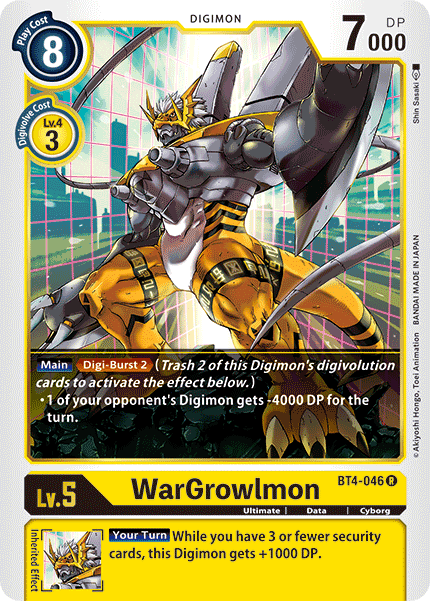 (046) Digimon TCG Great Legend Single: WarGrowlmon (BT4-046)  Rare