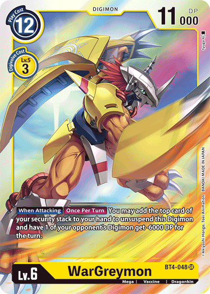 (048) Digimon TCG Great Legend Single: WarGreymon (BT4-048) (V.1)  Super Rare