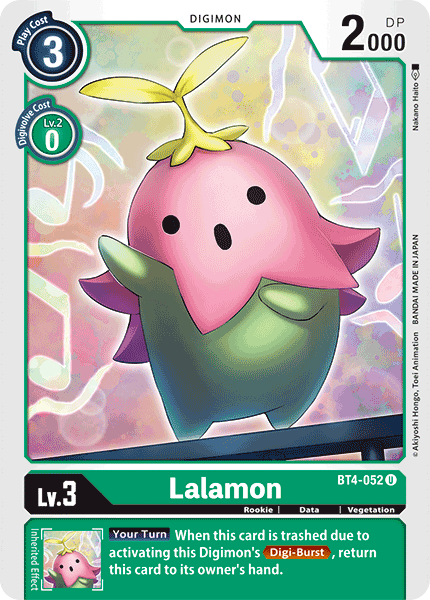 (052) Digimon TCG Great Legend Single: Lalamon (BT4-052)  Uncommon