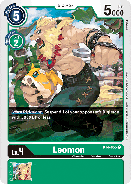 (055) Digimon TCG Great Legend Single: Leomon (BT4-055)  Common