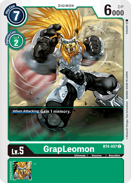 (057) Digimon TCG Great Legend Single: GrapLeomon (BT4-057)  Common