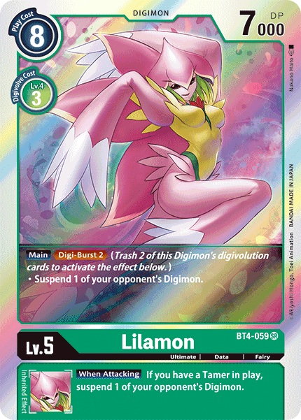 (059) Digimon TCG Great Legend Single: Lilamon (BT4-059) (V.1)  Super Rare