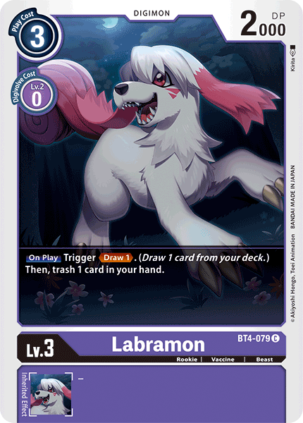(079) Digimon TCG Great Legend Single: Labramon (BT4-079)  Common