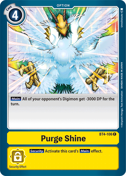 (106) Digimon TCG Great Legend Single: Purge Shine (BT4-106)  Common