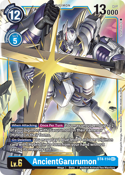 (114) Digimon TCG Great Legend Single: AncientGarurumon (BT4-114) (V.1)  Secret Rare