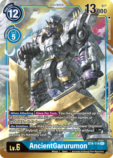(114) Digimon TCG Great Legend Single: AncientGarurumon (BT4-114) (V.2)  Alternative Art