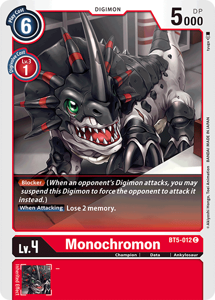 (012) Digimon TCG Battle Of Omni Single: Monochromon (BT5-012)  Common