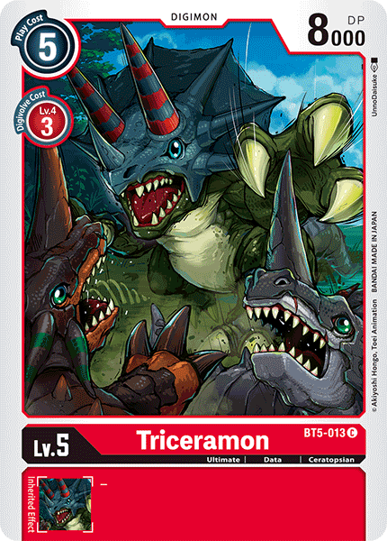 (013) Digimon TCG Battle Of Omni Single: Triceramon (BT5-013)  Common