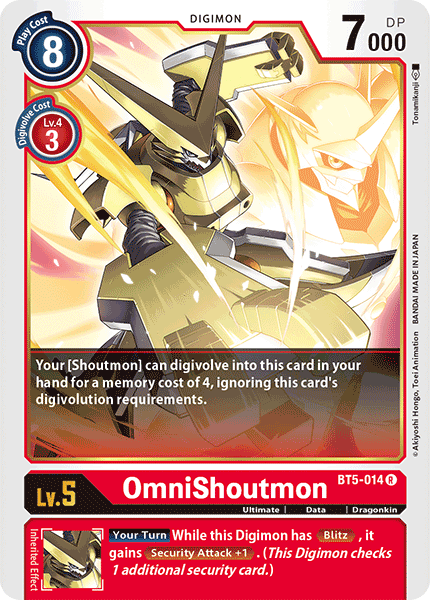 (014) Digimon TCG Battle Of Omni Single: OmniShoutmon (BT5-014)  Rare