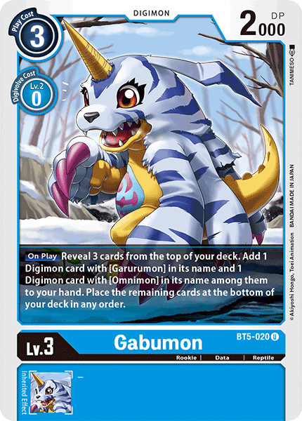 (020) Digimon TCG Battle Of Omni Single: Gabumon (BT5-020)  Uncommon