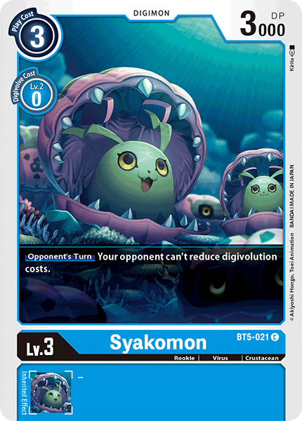 (021) Digimon TCG Battle Of Omni Single: Syakomon (BT5-021)  Common