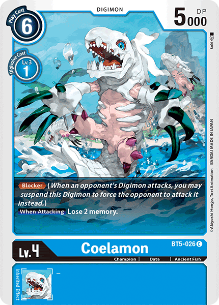 (026) Digimon TCG Battle Of Omni Single: Coelamon (BT5-026)  Common