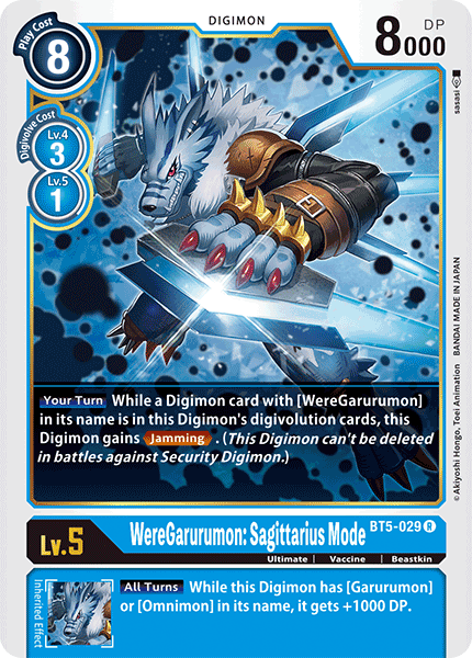 (029) Digimon TCG Battle Of Omni Single: WereGarurumon: Sagittarius Mode (BT5-029)  Rare