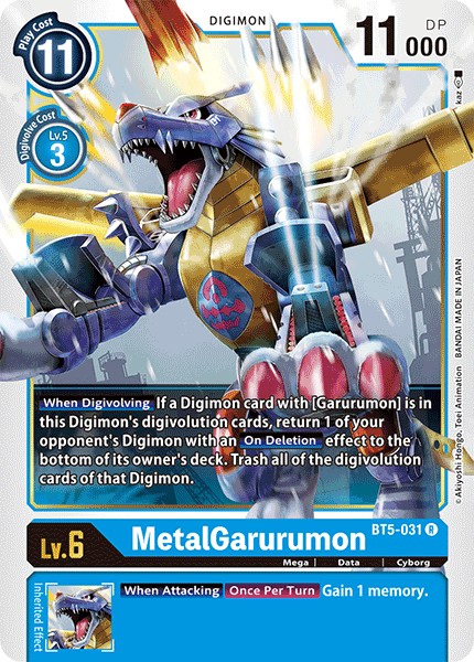 (031) Digimon TCG Battle Of Omni Single: MetalGarurumon (BT5-031)  Rare