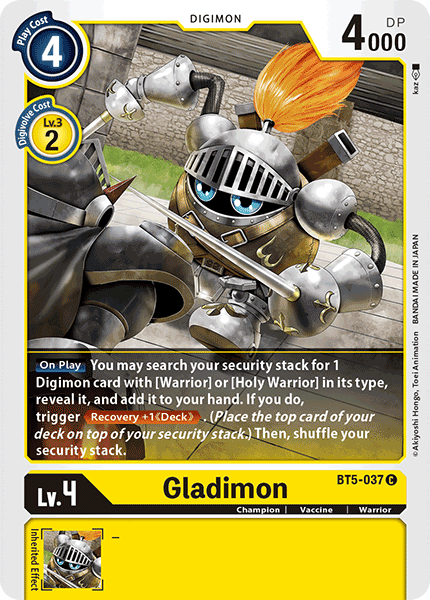 (037) Digimon TCG Battle Of Omni Single: Gladimon (BT5-037)  Common