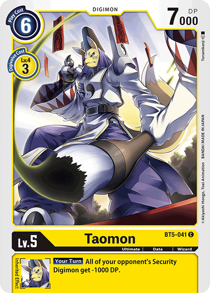(041) Digimon TCG Battle Of Omni Single: Taomon (BT5-041)  Common