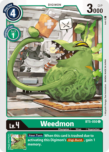 (050) Digimon TCG Battle Of Omni Single: Weedmon (BT5-050)  Common