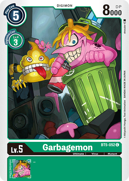 (052) Digimon TCG Battle Of Omni Single: Garbagemon (BT5-052)  Common