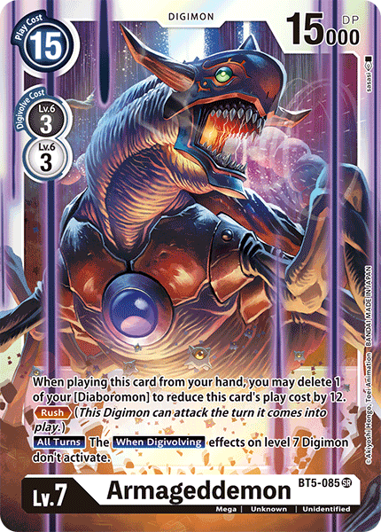 (085) Digimon TCG Battle Of Omni Single: Armageddemon (BT5-085) (V.1)  Super Rare